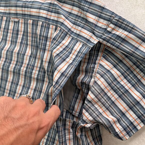 Columbia AX7670 Men's 4X Short Sleeve Plaid Button Shirt Zip Chest Pocket Blue - Picture 7 of 12